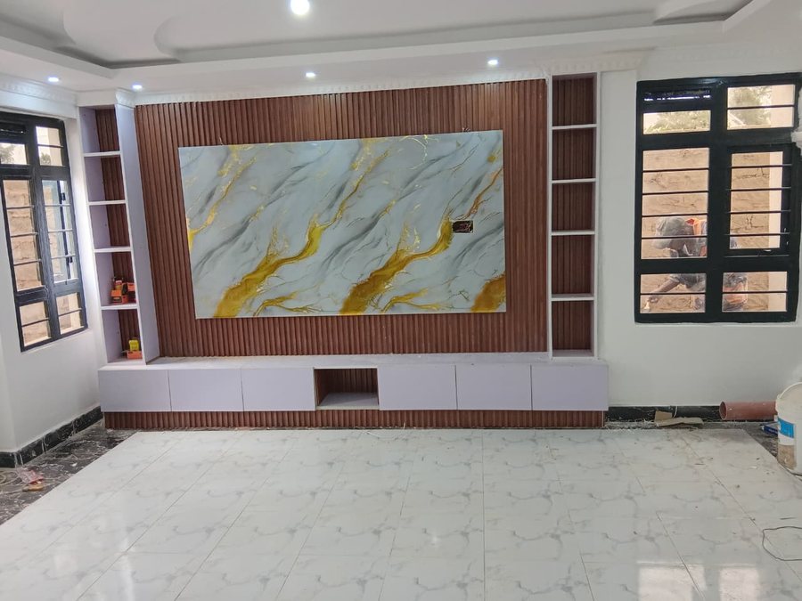 Feature Wall Installation interior design project showing Residential Living Room